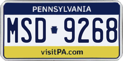 PA license plate MSD9268