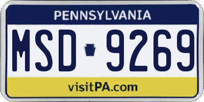 PA license plate MSD9269