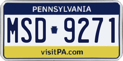 PA license plate MSD9271