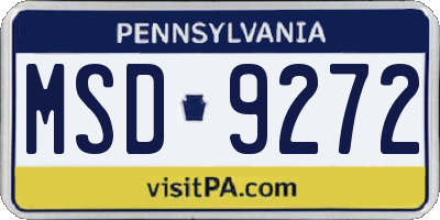 PA license plate MSD9272