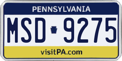 PA license plate MSD9275