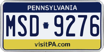 PA license plate MSD9276