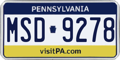 PA license plate MSD9278