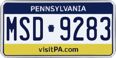 PA license plate MSD9283