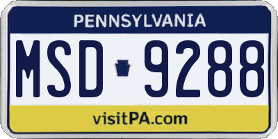 PA license plate MSD9288