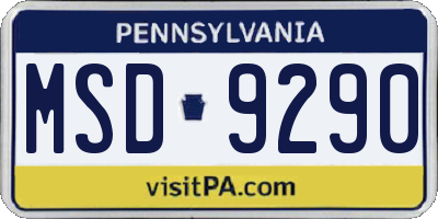 PA license plate MSD9290