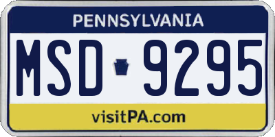 PA license plate MSD9295
