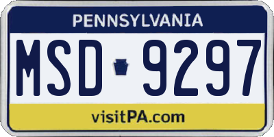 PA license plate MSD9297