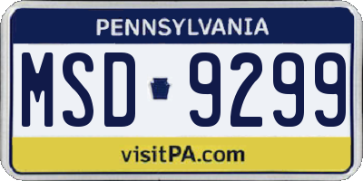 PA license plate MSD9299
