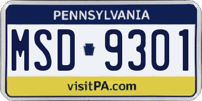 PA license plate MSD9301