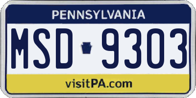 PA license plate MSD9303