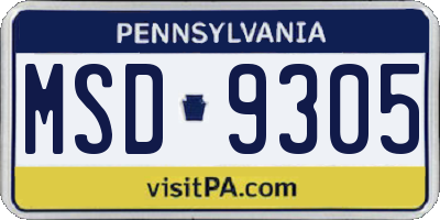 PA license plate MSD9305