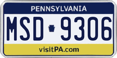 PA license plate MSD9306
