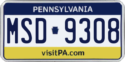 PA license plate MSD9308