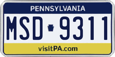 PA license plate MSD9311