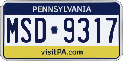 PA license plate MSD9317