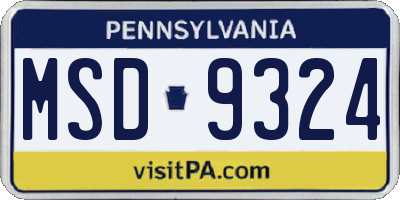 PA license plate MSD9324