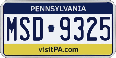 PA license plate MSD9325
