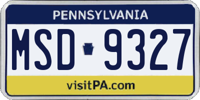 PA license plate MSD9327
