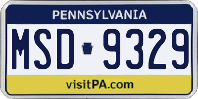 PA license plate MSD9329
