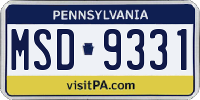PA license plate MSD9331