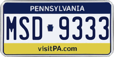 PA license plate MSD9333