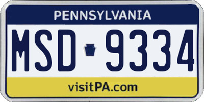 PA license plate MSD9334