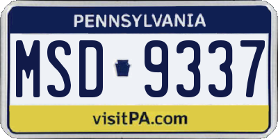 PA license plate MSD9337