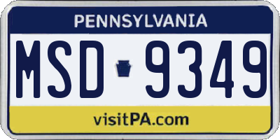 PA license plate MSD9349