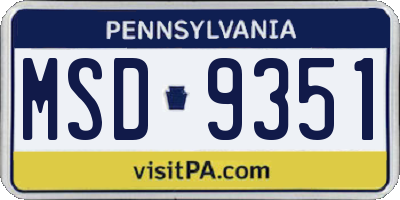PA license plate MSD9351