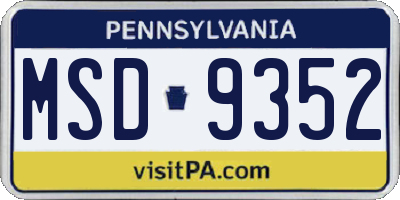 PA license plate MSD9352