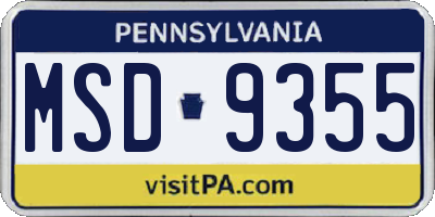 PA license plate MSD9355