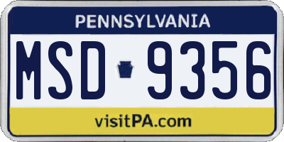 PA license plate MSD9356