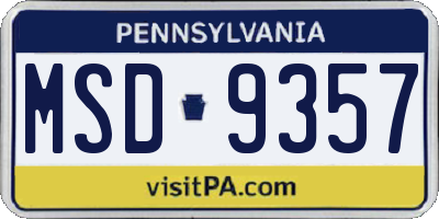PA license plate MSD9357