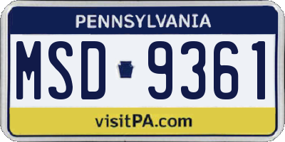 PA license plate MSD9361