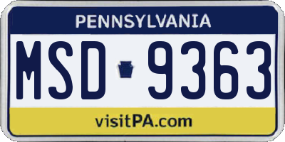 PA license plate MSD9363