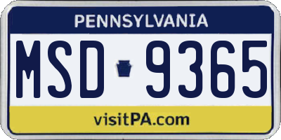 PA license plate MSD9365