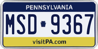 PA license plate MSD9367