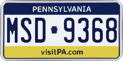 PA license plate MSD9368