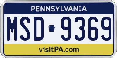 PA license plate MSD9369