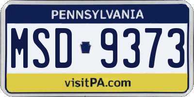 PA license plate MSD9373