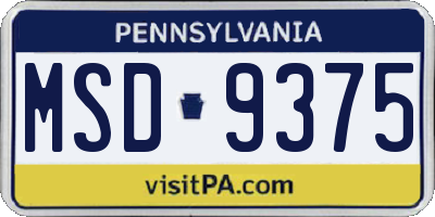 PA license plate MSD9375
