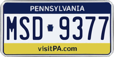 PA license plate MSD9377
