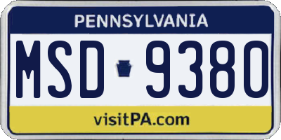 PA license plate MSD9380
