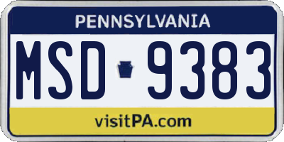 PA license plate MSD9383