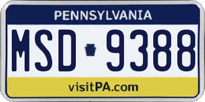 PA license plate MSD9388