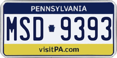 PA license plate MSD9393