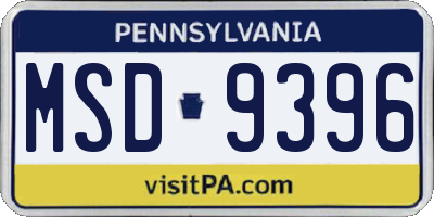 PA license plate MSD9396