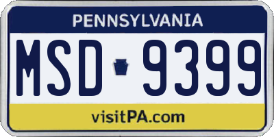 PA license plate MSD9399
