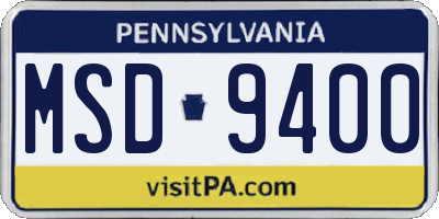 PA license plate MSD9400